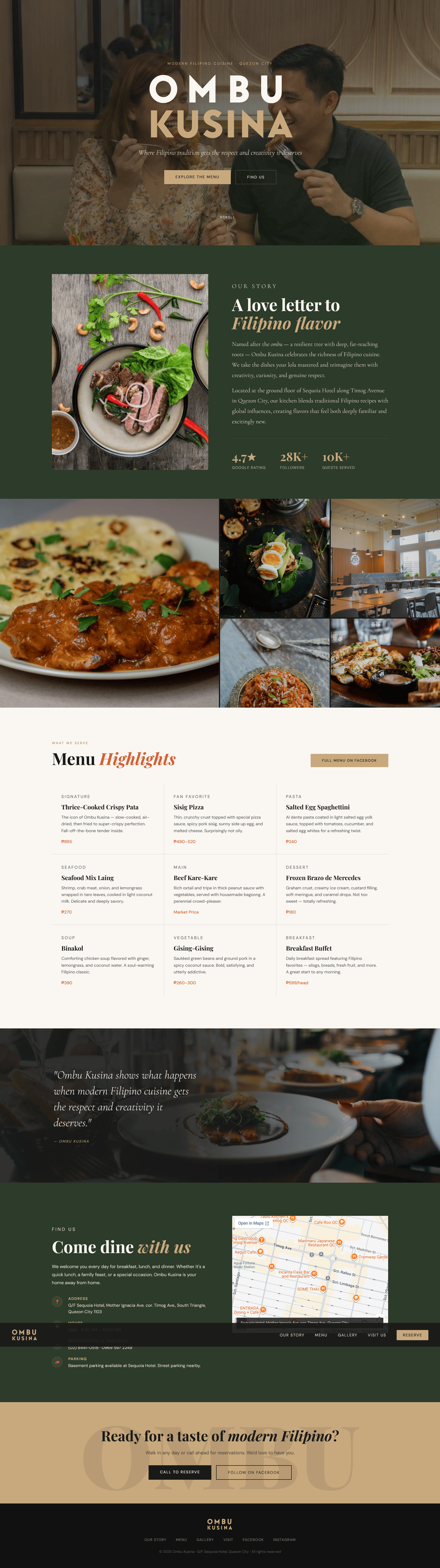 Ombu Kusina - Filipino Restaurant Website